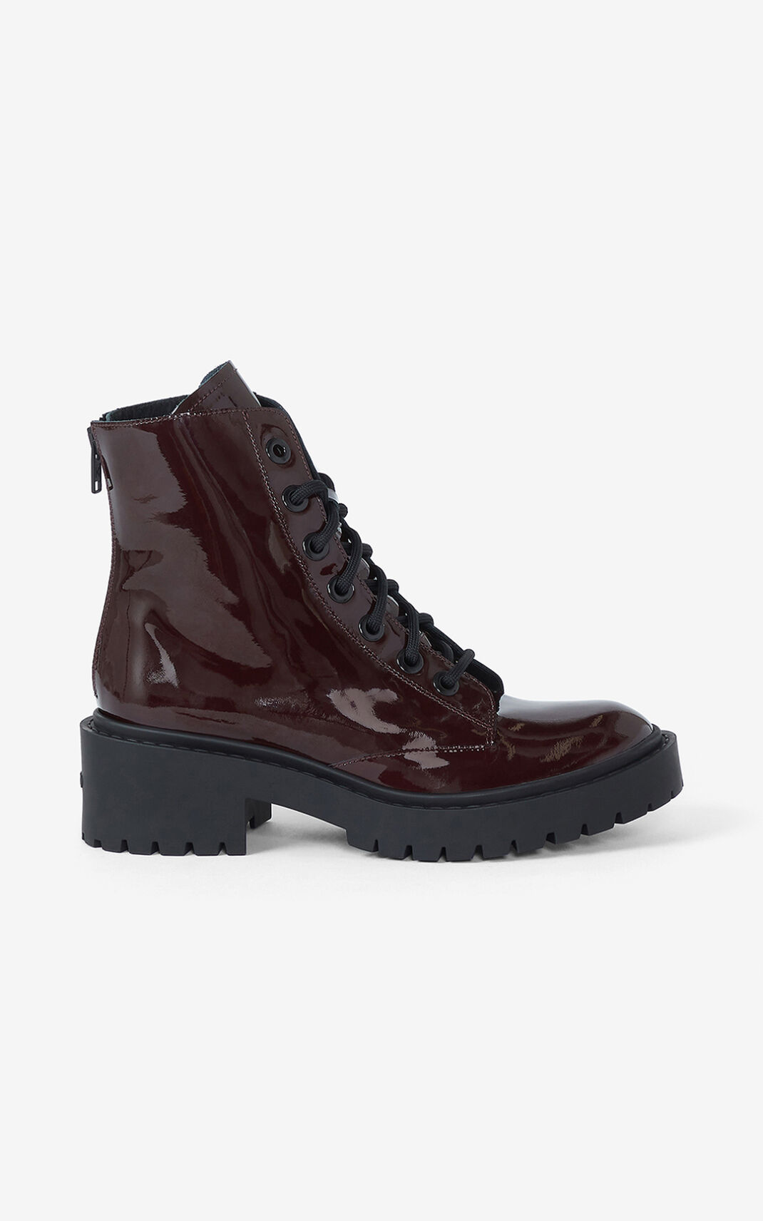 Bottes Kenzo Pike lace up Cuir ankle Femme Bordeaux | VBCL-15824